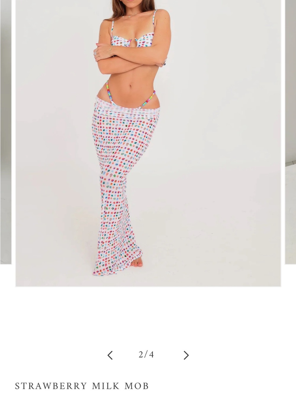 Strawberry Milk Mob White Polka Dot Maxi Skirt cover up